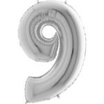 9 Rakam Grabo Gümüş Folyo Balon 40" - Görsel 2