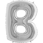 B Harf Grabo Gümüş Folyo Balon 40" - Görsel 2