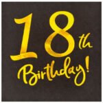 Kağıt Peçete Varak Baskılı 18 Birthday Siyah 20 Parça