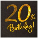Kağıt Peçete Varak Baskılı 20 Birthday Siyah 20 Parça