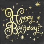 Kağıt Peçete Varaklı Happy Birthday Siyah Altın Baskılı 20 Parça