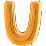 U Harf Grabo Altın Folyo Balon 40" - Görsel 2
