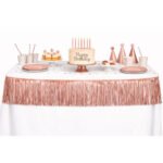 Dekoratif Püsküllü Masa Eteği Rose Gold 200x35 Cm
