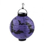 Halloween Japon Feneri Pilli 20 Cm Mor Yarasa