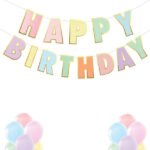 Kağıt Banner Varak Baskılı Makaron Happy Birthday