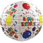 Japon Feneri Balon ve Happy Birthday Baskılı 25 Cm