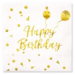 Kağıt Peçete Varak Baskılı Happy Birthday Balonlu Beyaz Model 20 Parça