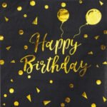 Kağıt Peçete Varak Baskılı Happy Birthday Siyah 20 Parça
