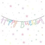 Kaligrafi Banner Happy Birthday Makaron Tema