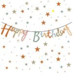 Kaligrafi Banner Happy Birthday Retro Tema