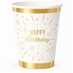 Karton Bardak Gold Varaklı Happy Birthday 6 Parça