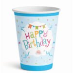 Karton Bardak Happy Birthday Mavi 8 Parça
