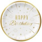 Karton Tabak Gold Varaklı Happy Birthday 23 cm 6 Parça