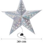 Tavan Süsü Karton Yıldız 3D Helogramlı 30 Cm Gümüş