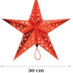 Tavan Süsü Karton Yıldız 3D Helogramlı 30 Cm Kırmızı