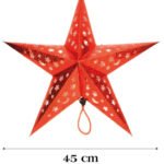 Tavan Süsü Karton Yıldız 3D Helogramlı 45 Cm Kırmızı