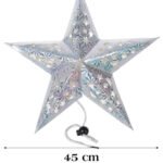 Tavan Süsü Karton Yıldız 3D Helogramlı 45 Cm Gümüş