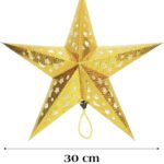 Tavan Süsü Karton Yıldız 3D Helogramlı 30 Cm Altın