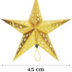 Tavan Süsü Karton Yıldız 3D Helogramlı 45 Cm Altın