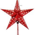 Tavan Süsü Karton Yıldız 3D Helogramlı 90 Cm Kırmızı
