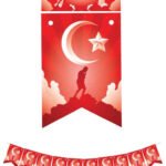 Kağıt Banner Sıralı Kırlangıç Model Ata Baskılı Flama