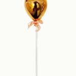 Krom Altın Renk Balon Pasta Üstü Çubuklu Lüks
