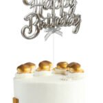 Krom Renk Pasta Üzeri Çubuklu Happy Birthday Kürdan Gümüş