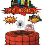 Kürdan Pasta Üstü Spiderman Temalı 5 Parça