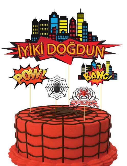 pasta-ustu-spiderman-temali-kurdan-5-li-spiderman-temali-parti-malzemeleri-krd-1236-27333-86-B.jpg Kürdan Pasta Üstü Spiderman Temalı 5 Parça - Görsel 1