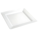 Plastik Porselen Görünümlü Kare Beyaz Tabak 22 Cm 10 Parça