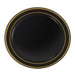 Porselen Görünümlü Siyah Tabak Gold Varaklı 26 Cm 6 Parça