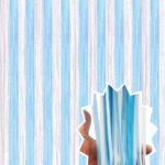 Dekoratif Püsküllü Saçak Perde 1x2 Metre Pastel Mavi Beyaz Geçişli