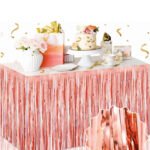 Dekoratif Püsküllü Masa Eteği Parlak Rose Gold Renk 240x75 Cm