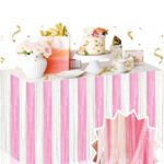 Dekoratif Püsküllü Masa Eteği Pembe Geçişli 240x75 Cm
