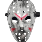 Halloween Maske Jason Kırmızı Şeritli Gümüş