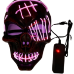 Halloween Maske Kuru Kafa Desenli Neon Pembe