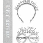 Happy Birthday Taç İncili Gözlük Kuşak Set Gümüş