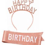Happy Birthday Taşlı Taç Kuşak Set Rose