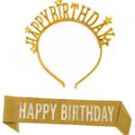 Happy Birthday Yıldızlı Taç Kuşak Set Altın