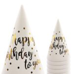 Kağıt Şapka Happy Birthday Temalı Beyaz 6 Parça