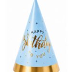 Kağıt Şapka Happy Birthday Temalı Mavi 6 Parça