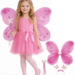 Kanat Set Simli Kelebek Pembe