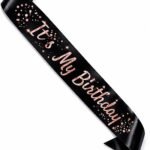 Kuşak Saten Varaklı İts My Birthday Siyah Üzeri Rose Gold Baskılı