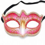 Maske Plastik İşlemeli Simli Lüks Pembe