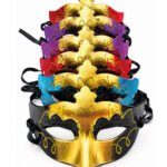 Maske Plastik Lüks Parlak Simli Kabartmalı 12'li