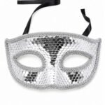 Maske Plastik Pullu İşlemeli Lüks Gümüş