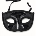 Maske Plastik Pullu İşlemeli Lüks Siyah