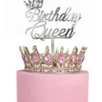 Pasta Üstü Plexi Dekor Yazı Birthday Queen Çubuklu Gümüş