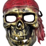 Plastik Maske Korsan İskelet Altın