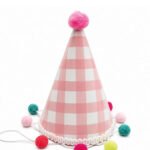 Ponponlu Şapka Ekoseli Desen 17 Cm Pembe